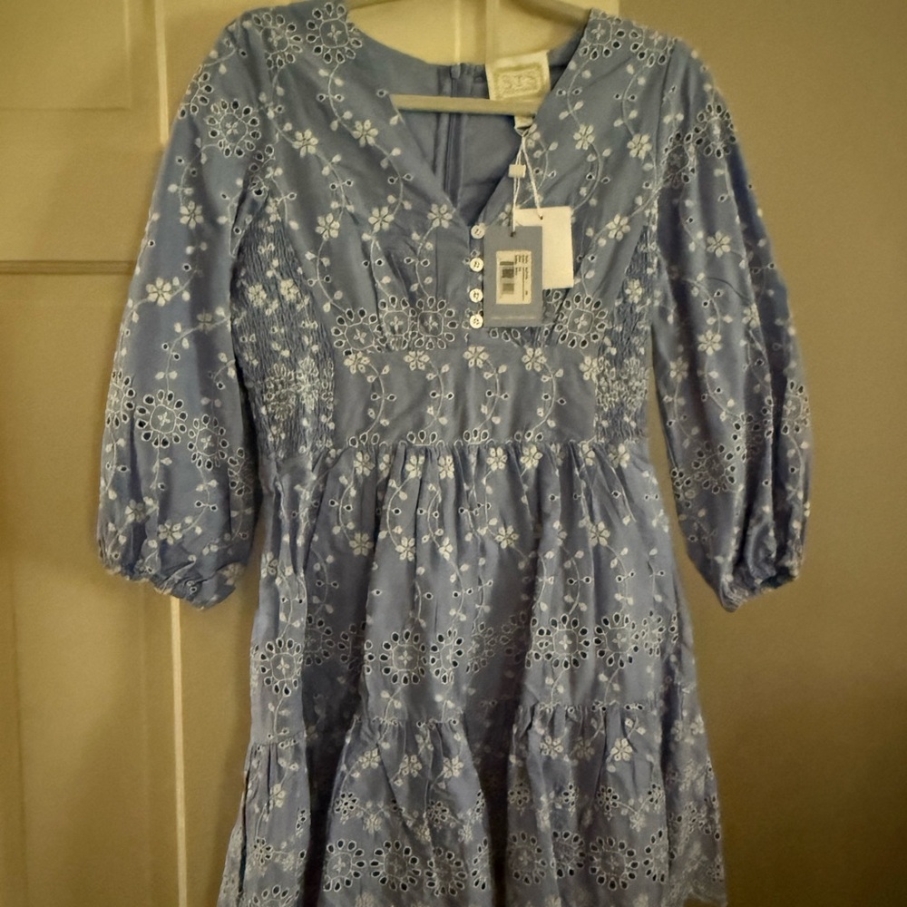 Sale to Sable Embroidered Eyelet Dress - Light Blue
